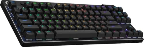 Logitech G Pro X TKL Lightspeed, Teclado inalámbrico para Gaming, sin Teclado numerico, Interruptores GX Red Linear, RGB LIGHTSYNC QWERTY US Internacional, Negro gx_Red