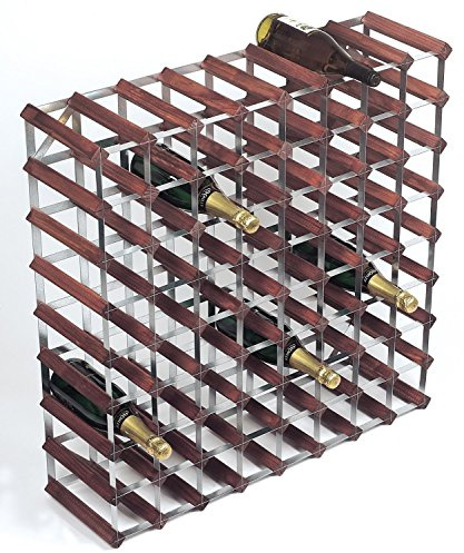 RTA - Porta Bottiglie in Acciaio e Legno di Pino Scuro, Pre-assemblato, per 72 Bottiglie