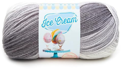 Lion Brand Yarn (1 Skein) Ice Cream Baby Yarn, Cookies & Cream Baby