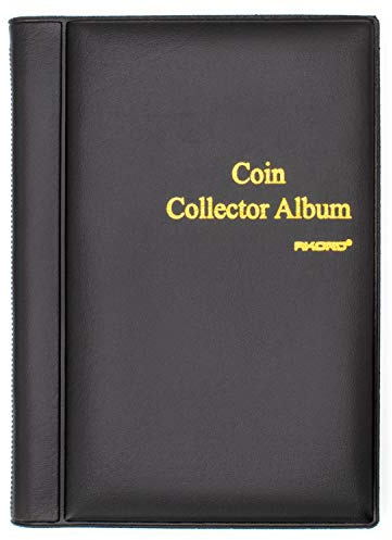 AKORD Coin Collectors Collecting Album 120 Coin Holders, Black