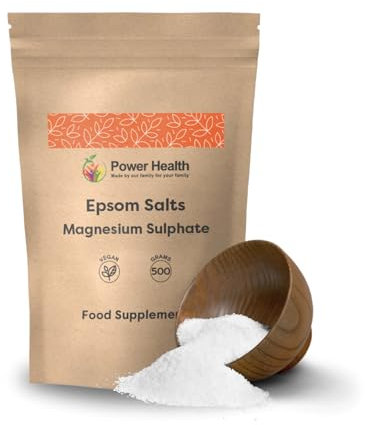 Magnesium Sulphate - Epsom Salts (500 Grams) | Epsom Bath Salts | Epsom Salt to Drink | Magnesium Bath Salts Muscle Soak & Epsom Salts for Feet | by Power Health