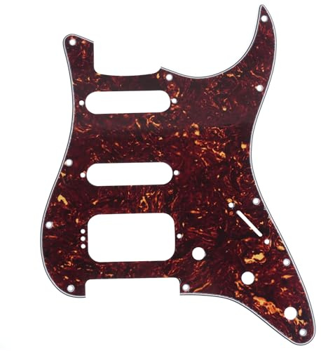 Musiclily Pro 11 Löcher Round Corner HSS Strat Pickguard Gitarren-Schlagbrett für USA/Mexican Stratocaster 4-screw Humbucking Mounting Open Pickup,4 lagig Tortoise Shell