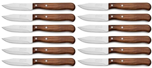 Arcos Latina Cuchillo Mondador Acero Inoxidable Nitrum 65 mm Caja 12 Uds | 12 unidades. Mango de madera comprimida. Serie Latina. Color marrón.