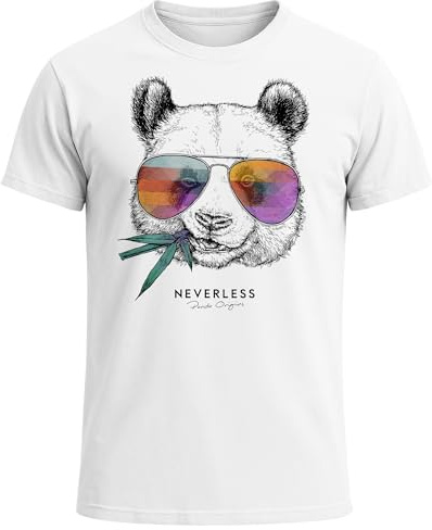 Neverless® Herren T-Shirt Panda Bär Aufdruck Tiermotiv Fashion Streetstyle