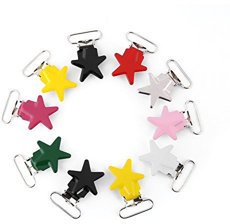 10 Stücke Metall Hosenträger Clips, 25mm Bunte fünfzackigen Stern Hosenträger Schnullerband Halter Bib Clip Straps Schnalle DIY Machen LieferungenBettdeckenclips