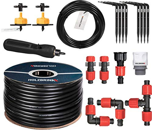 HOLZBRINK Start Set Gewächshaus Bewässerung Bewässerungssystem inkl. 15 m LDPE Verlegerohr 16 mm, 2x Tropfer 2l/h, HTB-10-G-15