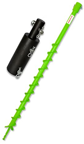 WERHE Erdbohrer 40 mm, Adapter 25/20 mm, für Makita, Hitachi Bohrmaschinen | gehärteter Stahl, Länge 80 cm, Arbeitstiefe 76 cm, selbstzentrierend, inkl. Sicherungsbolzen, Splint, für Zaunbau