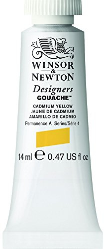 Winsor & Newton 8840469 Designer Gouache - Kadmiumgelb, 14ml Tube - matte deckende Gouachefarben, Ideal für Gouachemalerei, Brillante, lichtechte Farben mit großer Deckkraft