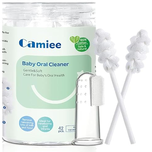 Oral Cleaner för baby [42 st uppgraderingsspiralmodell] | engångs babytandborste 6 till 12 månader | nyfödd oral tung- och tungrengöring