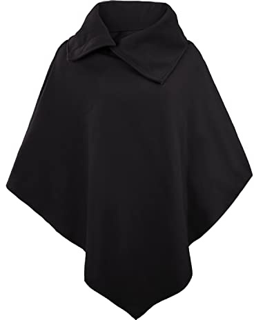 Poncho Donna Invernale Autunno Elegante Classico Tinta Unita e Elasticizzata Mantella Senza Maniche Glamorous Baggy Scialle Irregular Moda Giovane Top(Nero)