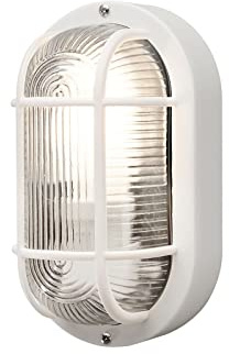 Ovale LED Kellerleuchte aus weißem Kunststoff mit Acrylglas, Höhe 20cm