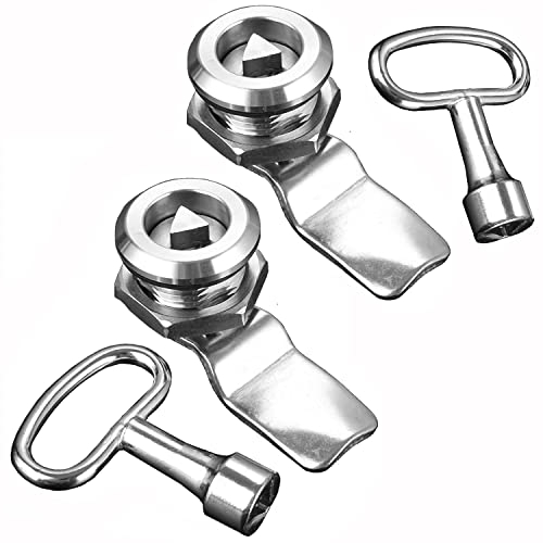 Litensh 2PCS Serratura per contatore elettrico con chiave triangolare, serratura a camma filettata per cassetta postale, serratura per armadietti, cassetti e mobili