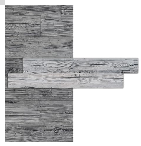 iWerk® Echtholz Wandpaneele grau | Selbstklebende premium Holzpaneele | Moderne Wand- & Deckenverkleidung für Wohnzimmer, Schlafzimmer & Flur | Design „Age“ – 78 × 10 × 0,5 cm