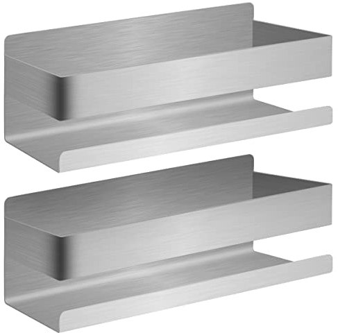 Joejis Duschablage Edelstahl - 3M Selbstklebend Ohne Bohren - Duschregal Bad - Ablage Dusche Halterung Duschablage - Shampoo Halterung für Dusche Aufbewahrung - Schwarz Silber (Poliert Edelstahl)