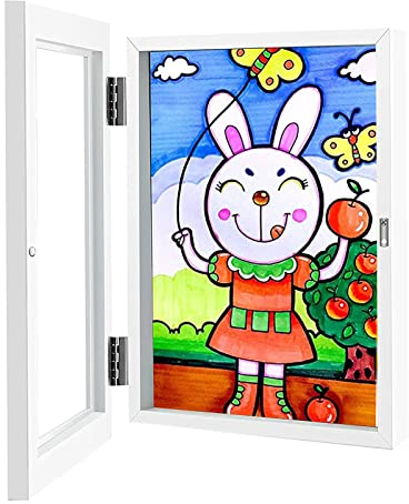 KUIRUNRX® Neu Kinder Kunst Rahmen, Bilderrahmen für Kinderzeichnungen, A4 Acryl Kunst Fotorahmen für Kinder, Zum Ausstellen Oder AufhäNgen Ihrer Kinderkunstwerke, weiß