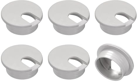 QUARKZMAN 6 Stück Kabeldurchführung, 1,38 Zoll/35 mm ABS Schreibtisch Kabel Drahtdurchführung Lochabdeckung für Büro Computer Schreibtisch Kabel Organizer, Grau