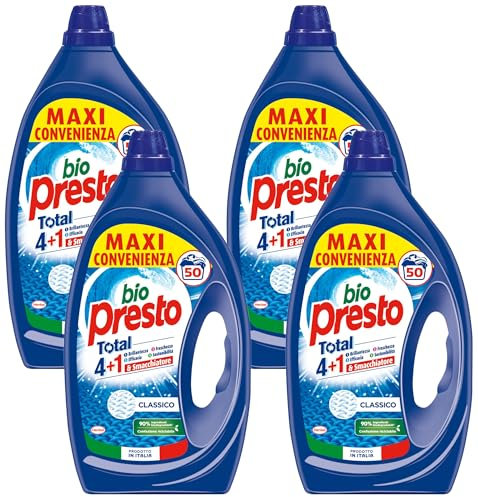 Bio Presto Liquido Classico Detersivo Lavatrice Liquido, Nuova formula con Smacchiatore, confezione da 200 lavaggi