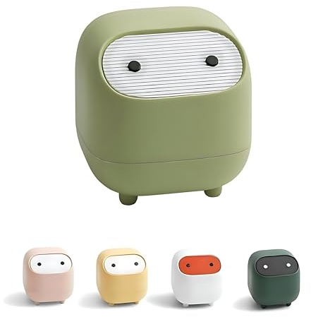 AIWE7D Small Desktop Trash Can with Lid for Desk Trash Cans Cute Mini Garbage Bin Press-top Wastebasket for Office Countertop Coffee Table Desk (LightGreen)