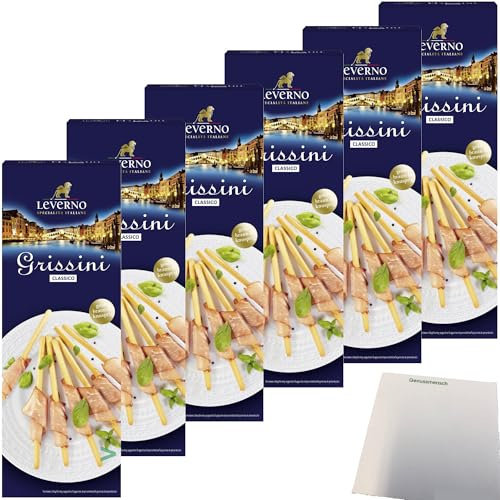 usy Bundle für Leverno Grissini Classico Italienische Gebäckstangen 6er Pack (6x125g Packung) + usy Block