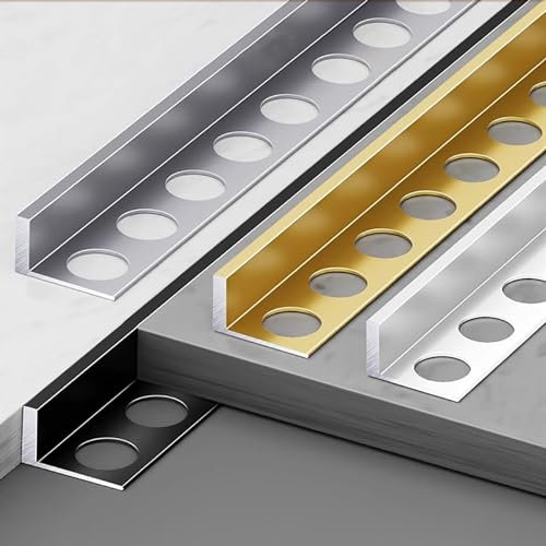 Raouoae Edge Protection L-Profile Tile Rail 125CMx2, Tile End Strip for Ceramic Tiles, Floor & Paneling Edging, Durable Tile Finishing Profile for Floor & Wall Protection(Silber,Höhe: 16 mm)