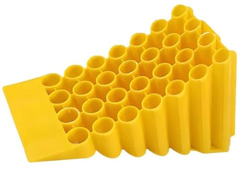Rampa Sollevamento Auto, Fermaruota Garage, Cunei per Ruote Gialli Resistenti e con Maggiore Stabilità, Base Antiscivolo, Cunei per Autocarri per Roulotte, Camper, Auto, Camion(44x20x27cm/17.3x7.8x10.