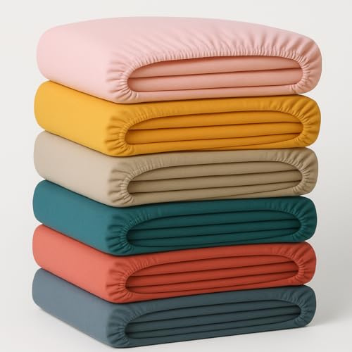 Drap Housse 140x190 cm Lot de 4 – Drap Housse 2 Places – Polycoton 57 Fils/cm² – Bonnet 25 cm Matelas Épais – Anti Plis – Entretien Facile – Linge de Lit