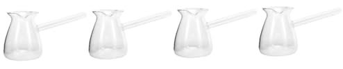 VOSAREA 4pcs Glass Creamer Pitcher Long Handle Milk Frother Cup for Coffee Lover Multipurpose Sauce Container