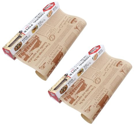 COLLBATH Papel De Aceite Para Hornear 8m x 30cm Color Marrón Papel Antigrasa Para Snacks Absorbente De Aceite Para Bocadillos Hogar y Cocina 2 Rollos