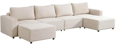 Home Deluxe Modulares Schlafsofa Vina XXL, Beige - inkl. Stauraum | Cordsofa, Sofa mit Schlaffunktion, Couch