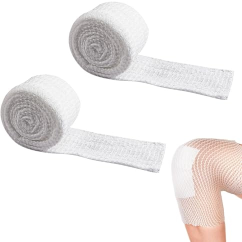 SNONESIY 2 Stück Schlauchverband, 2M x 3.8cm, Atmungsaktiv, Bequem, Netzschlauchverband, Elastische Netzbandage für Arme, Beine, Ellbogen und Füße