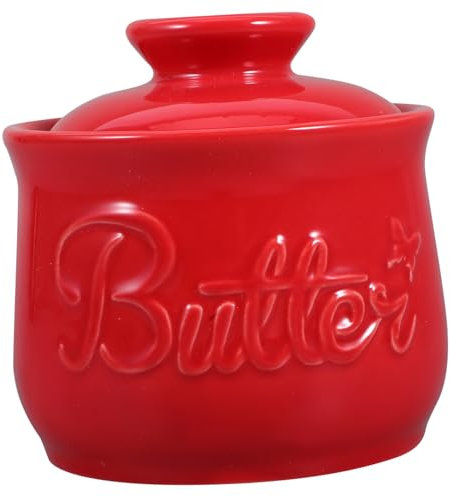 Cabilock Tarro De Mantequilla Cerámica Con Tapa Recipiente Clásico Para Conservar Mantequilla Dulces Cocina o Encimera