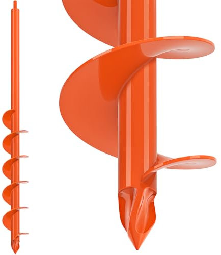 Upgraded Auger Drill Bit for Post Hole Digger 3 X 32 Inch Garden Spiral Hole Drill for Bulb Planting Post Auger for Plants, Beach Umbrella Holes and Building Fences- Fit 3/8 Hex Drill