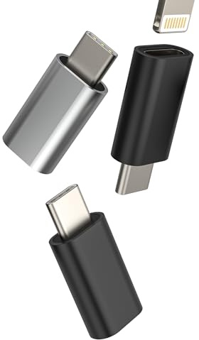 Adaptador Lightning Hembra a USB C Macho(3 Pack)para Apple Cargador Cable Conector Tipo C para iPhone 16 15 Pro Max para iPad Adapter Certificado MFI Conversor Compatible Con Samsung S25 Lighting Jack