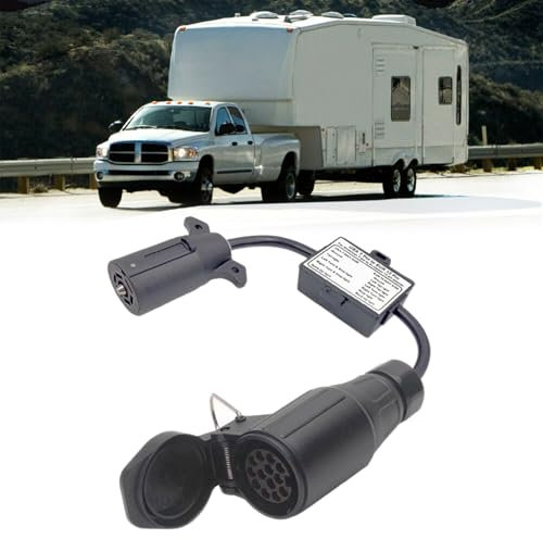 Adapter Anhänger 7 Auf 13 Polig, Adapter für Anhänger Beleuchtung USA Auf EU 7 Polige Buchse (US Fahrzeug) Auf 13 Poligen Stecker (EU Anhänger) Anhängerkupplung Adapterstück für Pkw Kfz LKW