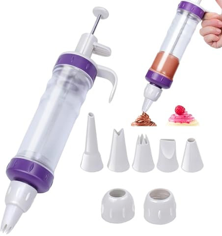 8 Cake Piping Nozzles Icing Bag Set, Food-Safe Reusable Syringe, Cake Tools, Piping Set, Rustproof, for Cupcakes, Biscuits, Desserts, Icing, Crafts, Cakes