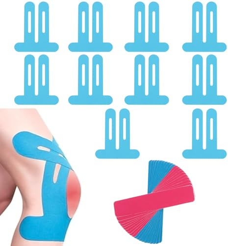 Kinesiotapes - 10 Blau PreCut Kinesiotapes Knie und 20 Kinesiologie Tape Streifen Precut Blau + Rosa(25cm x 5cm) Kinesiotape, Ohne Shere, Wasserfestes Physio Tape für Knieschmerzen (30)