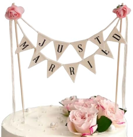 Cake Topper Hochzeit,Tortendeko Hochzeit,Just Married Deko,Tortentopper Hochzeitstorte,Vintage Wedding Wimpelkette Torte hochzeit,Kuchen Deko Personalisiert,Kleinere Girlande für Hochzeitstorten