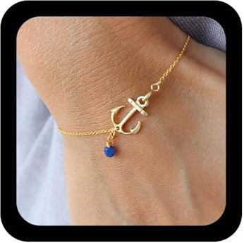 Xduargs Pulsera de ancla bohemia con cuentas de marinero doradas, pulsera de cadena de esclavo de ancla vintage, pulsera ajustable para velero, arnés de mano, pulseras de eslabones, joyería para mujer