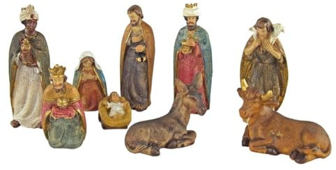 FADEDA 9X Krippenfiguren/Höhe: 8 cm/handbemalt/detailgetreue Krippen Figuren - Weihnachten Tisch Dekoration Krippe Zubehör