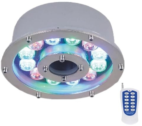 GUODDM Lampada Subacquea per Piscina Ad Anello - Luce per Fontana A LED Sommergibile, Faretto da Incasso da 12/24 V, Illuminazione per Laghetto con Foro Centrale Impermeabile IP68(9w(12v))