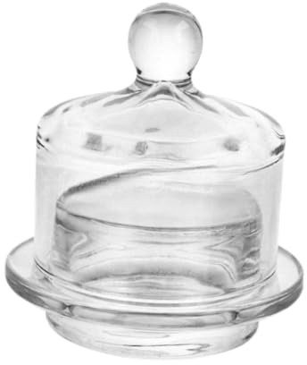 Mantequera de vidrio con tapa, bonito recipiente para postres, mayonesa, frutas pequeñas, 7 x 6 x 9,5 cm