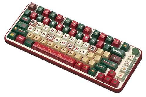 Christmas Night Keycap Set, Original Design PBT Keycaps with Red Green Theme, OEM Profile Custom Mechanical Keyboard Keycaps