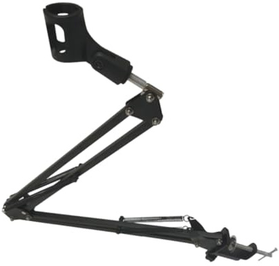 ULTECHNOVO Microphone Bracket Double-braced with Stand and Desktop Adjustable Table Bearing Folding Arms, Metal Suspension Boom 1500g Load Capacity for Suitable Stages Studios