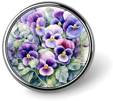 Pansy Round Lapel Pin Brooches Badge Holder for Clothes Bags Backpack Hats