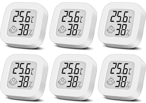 Luftfeuchtigkeitsmesser Thermometer Innen Mini LCD Digital Thermometer Hygrometer Gauge für Wohnzimmer Schlafzimmer Büro Kinderzimmer usw. (6PCS)
