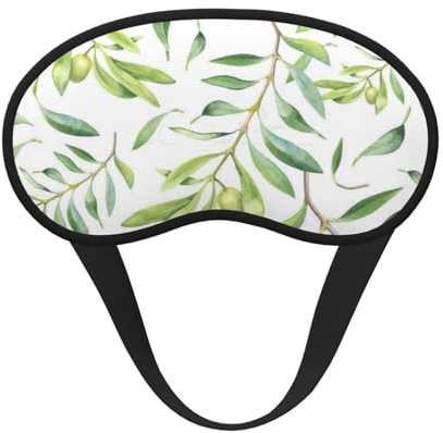Impresión artística de olivo de hoja verde, Cubiertas oculares completas, antifaces para dormir que bloquean la luz, orejeras opacas para dormir