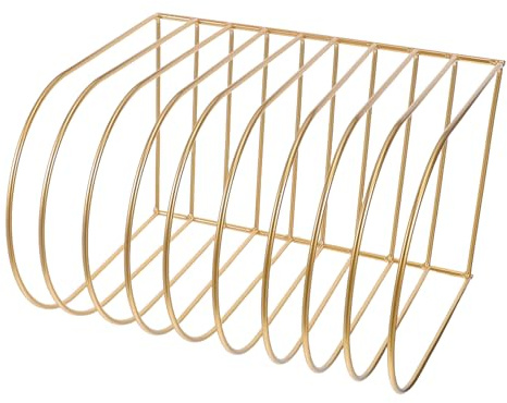 JECOMPRIS Étagère de Bureau en Fer Forgé Doré Grand Format Semi-Circulaire Organisateur Horizontal Multifonction pour Bureau ou Étude Rangement Compact pour Livres et Dossiers Bibliothèque