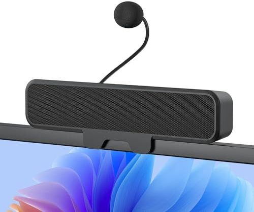 VBESTLIFE Haut-Parleur D'ordinateur avec Micro Détachable, Bureau Filaire USB et Haut-Parleur PC à Pince avec Contrôle du Volume et Sourdine à Une Touche, pour Les Réunions, Les Cours en