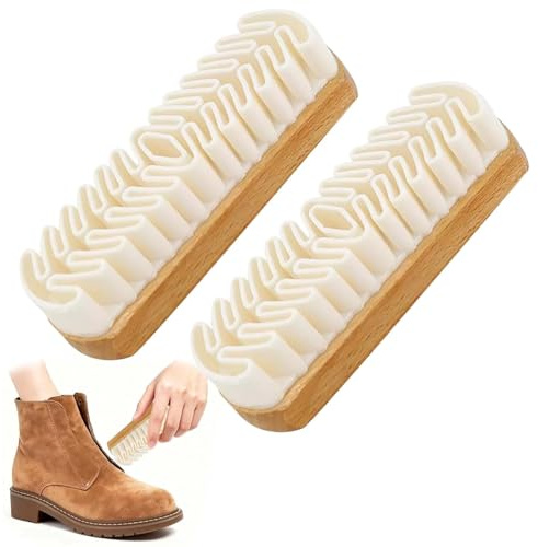 NANASUGUR 2 Stück Wildlederbürste, Raulederbürste Wildlederbürste für Nubuk Lederpflege Schuhe mit Krepplamellen, Schuhbürste, Schuhputzbürste für Wildleder und Velour