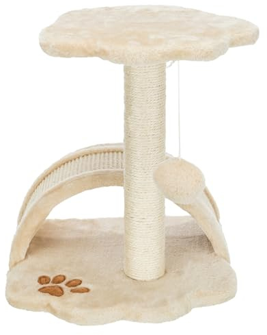 TRIXIE Kratzbaum Vitoria 43 cm in beige/natur – kleiner Katzenbaum für junge & kleine Katzen mit gemütlicher Liegefläche, komfortabel & stabil – 43751 | Robuste Sisal-Kratzflächen und weiche Polster – bietet Kratzspaß, Spiel und entspannten Rückzug für Katzen